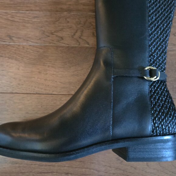 Cole Haan Black Leather Isabell stretch mid-calf riding boot (NEW) - Picture 7 of 9
